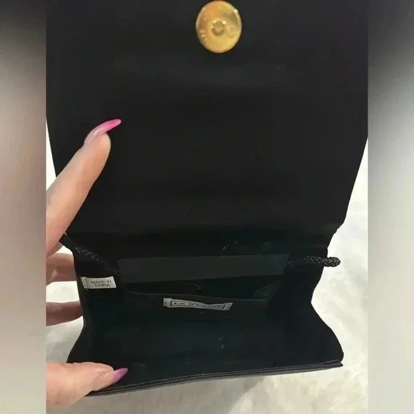 Vintage La Regale Black Evening Satin Mini Purse HandBag Crossbody Elegant Fun - Picture 10 of 16